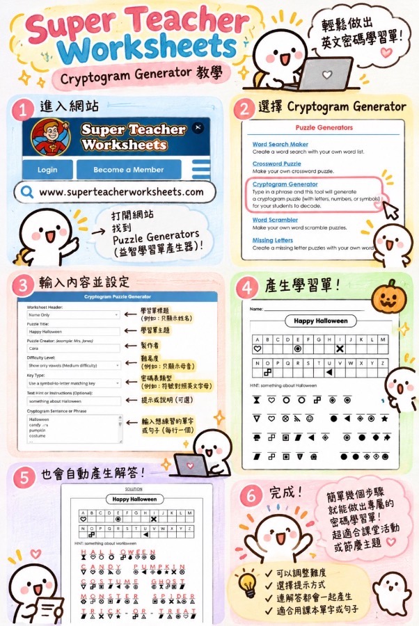 Super Teacher Worksheets 密碼解謎學習單 圖片 3