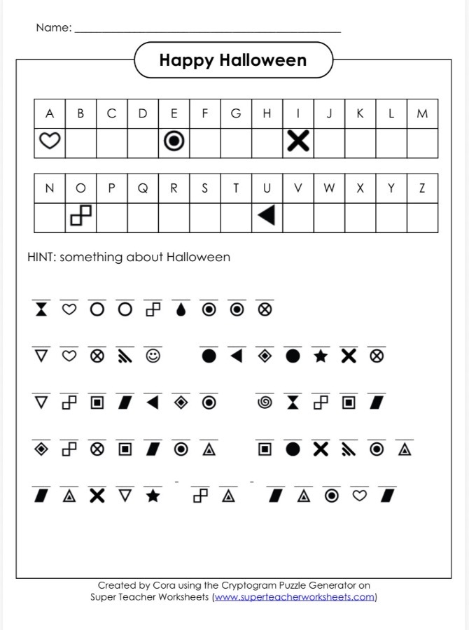 Super Teacher Worksheets 密碼解謎學習單 圖片 4